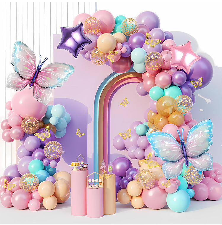 115 Butterfly Party Balloon Chain Set Suitable for Wedding, Birthday, Balloon Decoration, Luxury Scene, Store Celebration Arch Balloon Chain