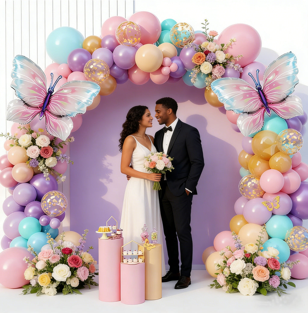 115 Butterfly Party Balloon Chain Set Suitable for Wedding, Birthday, Balloon Decoration, Luxury Scene, Store Celebration Arch Balloon Chain