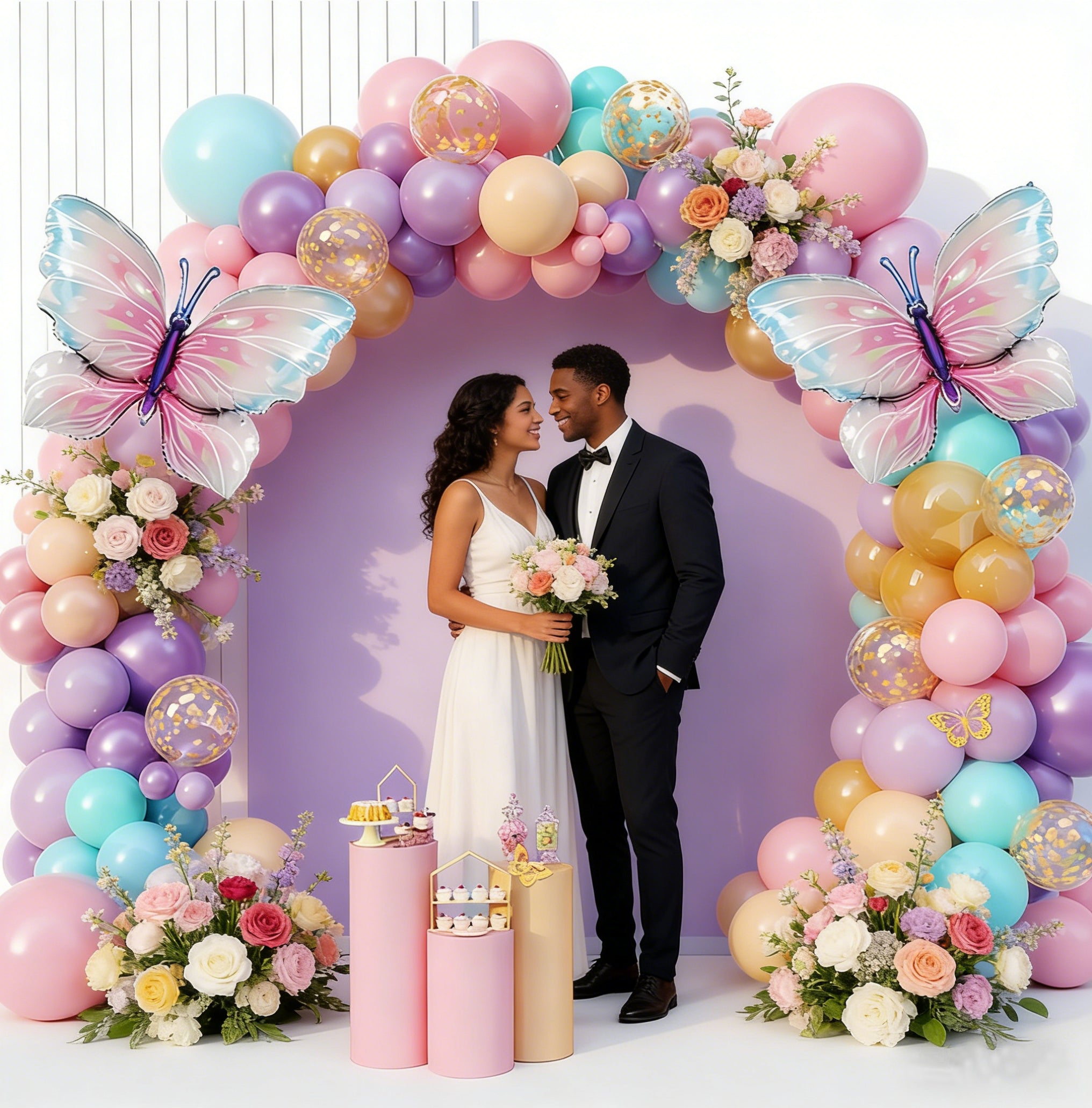 115 Butterfly Party Balloon Chain Set Suitable for Wedding, Birthday, Balloon Decoration, Luxury Scene, Store Celebration Arch Balloon Chain