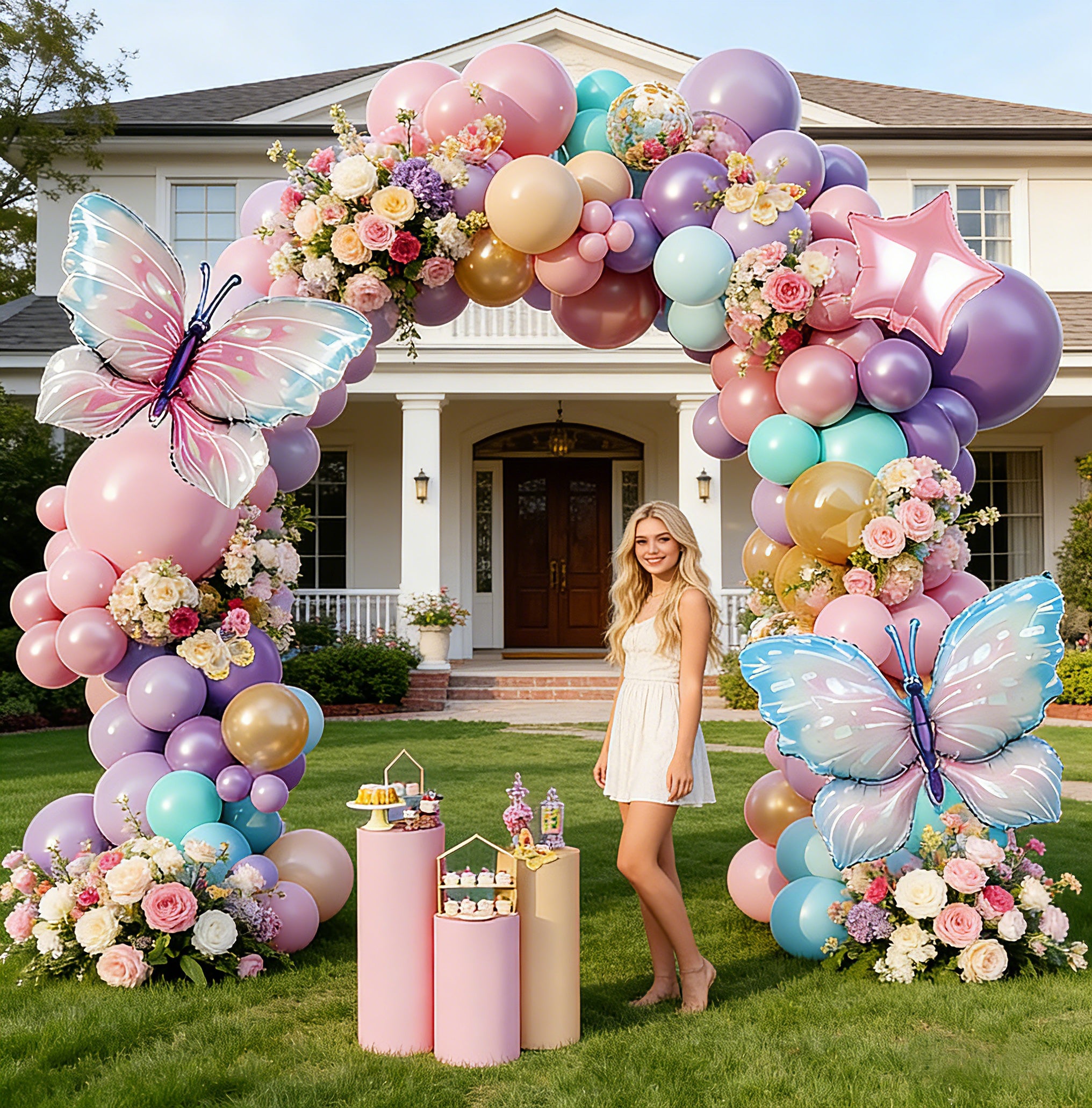 115 Butterfly Party Balloon Chain Set Suitable for Wedding, Birthday, Balloon Decoration, Luxury Scene, Store Celebration Arch Balloon Chain