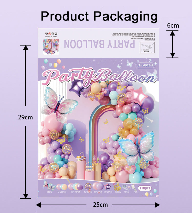 115 Butterfly Party Balloon Chain Set Suitable for Wedding, Birthday, Balloon Decoration, Luxury Scene, Store Celebration Arch Balloon Chain